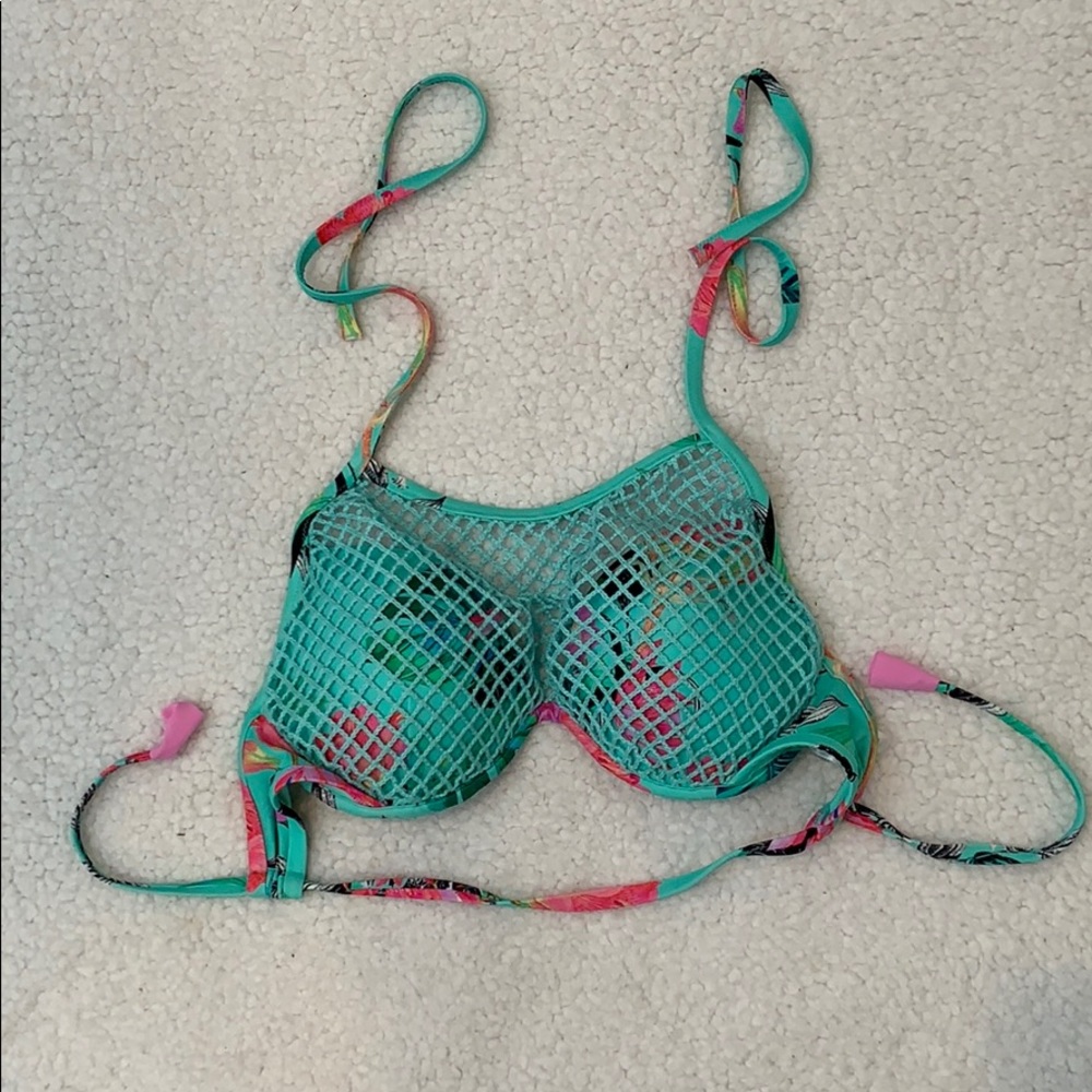 Shade & Shore Floral Bikini Top Mesh Covering 32DD